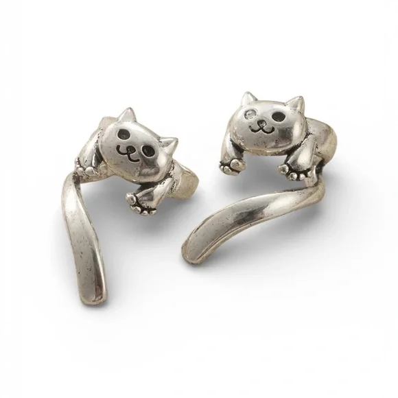 Silver Cat Ear Cuff Earring ~ 2 Pieces - Picture 2 of 3